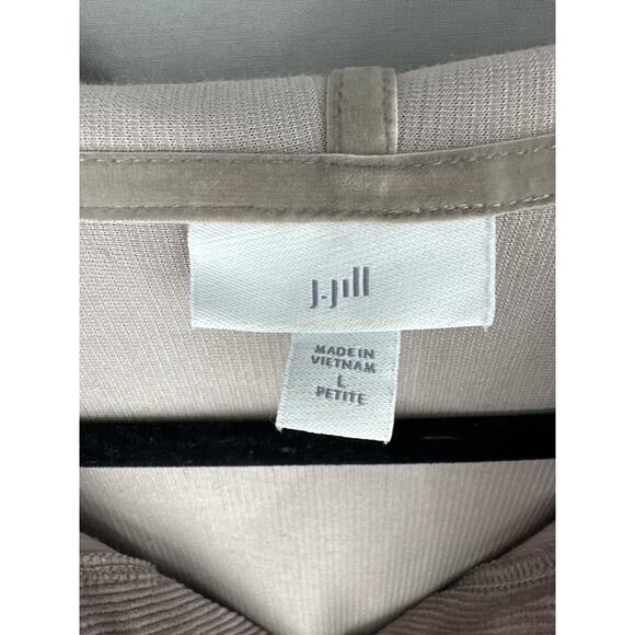 J Jill Hoodie Sweatshirt Womens LP Beige Soft Corduroy Stretch Pullover Cozy - Picture 2 of 7